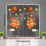 DECAL TRANG TRÍ TẾT ĐÔI RẮN CƯỠI CÁ CHÉP TÀI LỘC