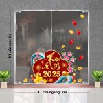 DECAL TRANG TRÍ TẾT RẮN ÔM LIỄN XUÂN ẤT TỴ 2025