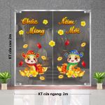 DECAL TRANG TRÍ TẾT CHÚC MỪNG NĂM MỚI ĐÔI RẮN XANH ĐỎ