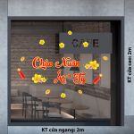 DECAL DÁN KÍNH TRANG TRÍ TẾT CHÀO XUÂN ẤT TỴ MAI VÀNG PHÁO ĐỎ