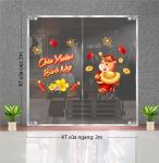 DECAL TRANG TRÍ TẾT CHÀO XUÂN BÍNH NGỌ NGỰA NHỎ ÔM THỎI VÀNG