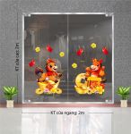 DECAL TRANG TRÍ TẾT ĐÔI NGỰA NHỎ VÀ ĐỒNG TIỀN VÀNG