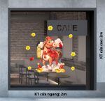 DECAL TRANG TRÍ TẾT CHÚ NGỰA NHỎ VÀ MAI VÀNG