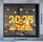 DECAL TRANG TRÍ TẾT PHÚC LỘC THỌ 2026 SẮC VÀNG