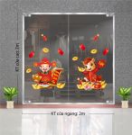 DECAL DÁN KÍNH TRANG TRÍ TẾT THẦN TÀI VÀ NGỰA ÔM VÀNG