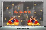 GIẤY DÁN KÍNH TRANG TRÍ TẾT MỪNG XUÂN BÍNH NGỌ NGỰA MUA LÂN VÀ QUẠT ĐỎ