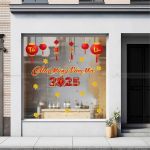 DECAL TRANG TRÍ TẾT LỒNG ĐÈN ĐỎ CHÚC MỪNG NĂM MỚI 2025