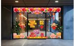 TRANG TRÍ TẾT CHO CÔNG TY HAI ÔNG THẦN TÀI DU XUÂN CÙNG SẮC HOA RỰC RỠ