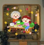 DECAL TRANG TRÍ TẾT BÀ CHÁU GÓI BÁNH CHƯNG