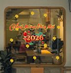 DECAL TRANG TRÍ TẾT CHÚC MỪNG NĂM MỚI 2026 VÀNG ĐỎ