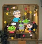 DECAL TRANG TRÍ TẾT HAI ÔNG CHÁU NẤU BÁNH CHƯNG