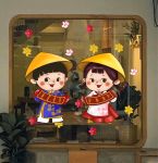 DECAL TRANG TRÍ TẾT HAI BÉ CẦM LIỄN XUÂN CHÚC TẾT