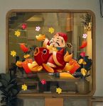 DECAL TRANG TRÍ TẾT THẦN TÀI ÔM VÀNG CƯỠI CÁ CHÉP