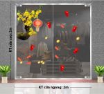 DECAL TRANG TRÍ TẾT GỐC MAI VÀNG VÀ LỒNG ĐÈN ĐỎ