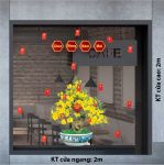 DECAL TRANG TRÍ TẾT CHẬU MAI VÀNG NỞ RỘ CHÚC MỪNG NĂM MỚI