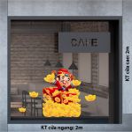 DECAL TRANG TRÍ TẾT ÔNG THẦN TÀI TRONG GƯƠNG VÀNG