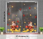 DECAL DÁN KÍNH TRANG TRÍ TẾT HAI NGỰA NHỎ XÁCH LỒNG ĐÈN