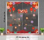 DECAL DÁN KÍNH TRANG TRÍ TẾT CHO NHÀ HÀNG SẮC HOA ĐỎ VÀ LỒNG ĐÈN 2026
