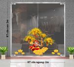 DECAL TRANG TRÍ TẾT DÁN KÍNH ÔNG THẦN TÀI DƯỚI GÓC MAI VÀNG