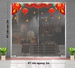 DECAL DÁN KÍNH TRANG TRÍ TẾT HOA VÀ LỒNG ĐÈN ĐỎ