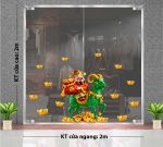TRANG TRÍ TẾT TRÊN CỬA KÍNH THẦN TÀI ÔM TÚI VÀNG DU XUÂN ĐINH MÙI