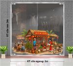 DECAL TRANG TRÍ TẾT CHO SẢNH CHUNG CƯ CHỢ TẾT QUÊ EM