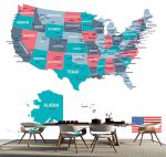 Tranh dán tường 3D bản đồ các tiểu bang Mỹ