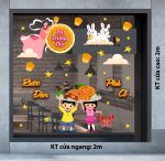 DECAL TRANG TRÍ TRUNG THU CHỊ HẰNG VÀ CÁC BẠN NHỎ RƯỚC ĐÈN PHÁ CỔ