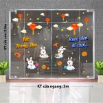 DECAL TRANG TRÍ TRUNG THU ĐÀN THỎ TRẮNG VUI TRUNG THU RƯỚC ĐÈN ĐI CHƠI