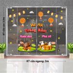DECAL TRANG TRÍ TRUNG THU RƯỚC ĐÈN PHÁ CỔ BÊN HỒ SEN