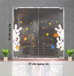 DECAL TRANG TRÍ TẾT TRUNG THU CÁC BẠN THỎ TRẮNG LẤP LÓ ĐÓN TRUNG THU