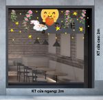 DECAL TRANG TRÍ TẾT TRUNG THU ĂN BÁNH DƯỚI TRĂNG VÀ HOA ĐÀO