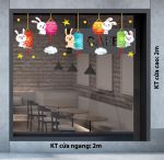 DECAL TRANG TRÍ TRUNG THU ĐÀN THỎ TRẮNG ÔM LỒNG ĐÈN