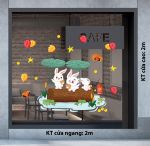 DECAL TRANG TRÍ TRUNG THU ĐÀN THỎ TRẮNG VUI BÊN HỒ