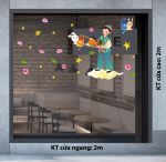 DECAL TRANG TRÍ TẾT TRUNG THU CHÚ CUỘI DÂNG BÁNH TRUNG THU