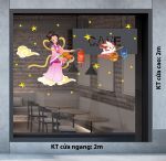 DECAL TRANG TRÍ TẾT TRUNG THU CHỊ HẰNG VÀ THỎ TRẮNG RƯỚC ĐÈN