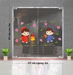 DECAL TRANG TRÍ TẾT TRUNG THU BÉ TRAI VÀ GÁI XÁCH LỒNG ĐÈN