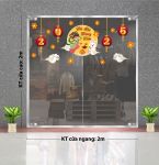 DECAL TRANG TRÍ TRUNG THU CHỊ HẰNG VÀ LỒNG ĐÈN ĐỎ ĐÓN TRĂNG