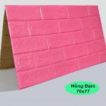Xốp dán tường3D viên gạch màu hồng đậm (4mm)