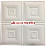 Xốp dán tường 3D giả da vuông màu trắng sữa